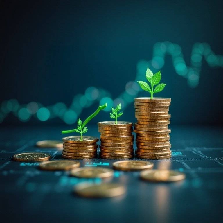 Wachsender Münzstapel